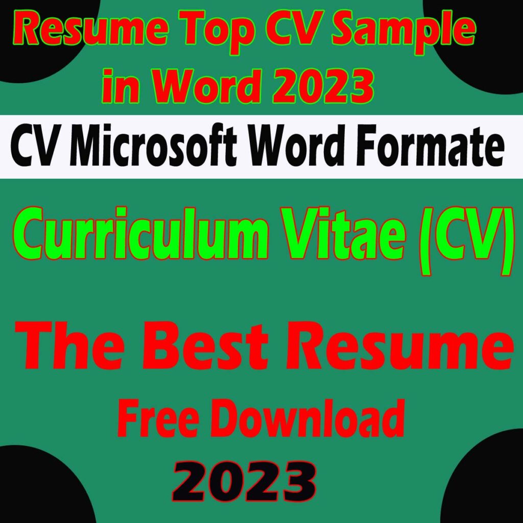 The Best Top CV Sample Template in Word 2023