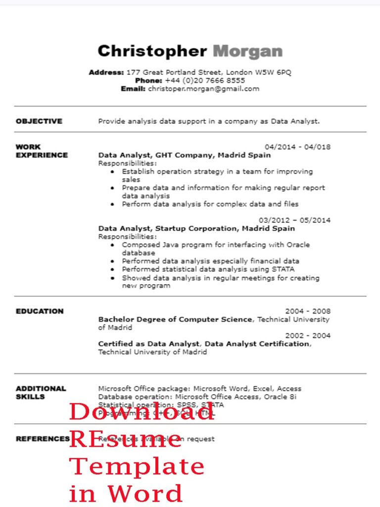 Curriculum Vitae Sample