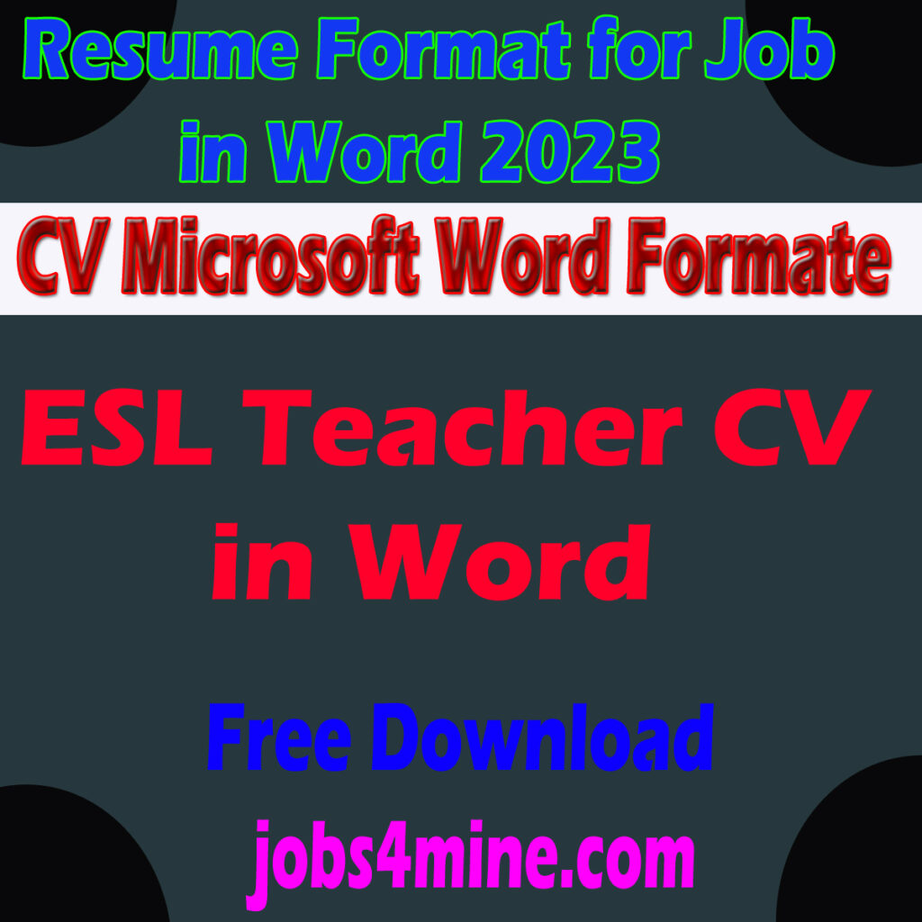 New ESL Teacher CV in Word With Resume Sample Harvard Dark Blue CV