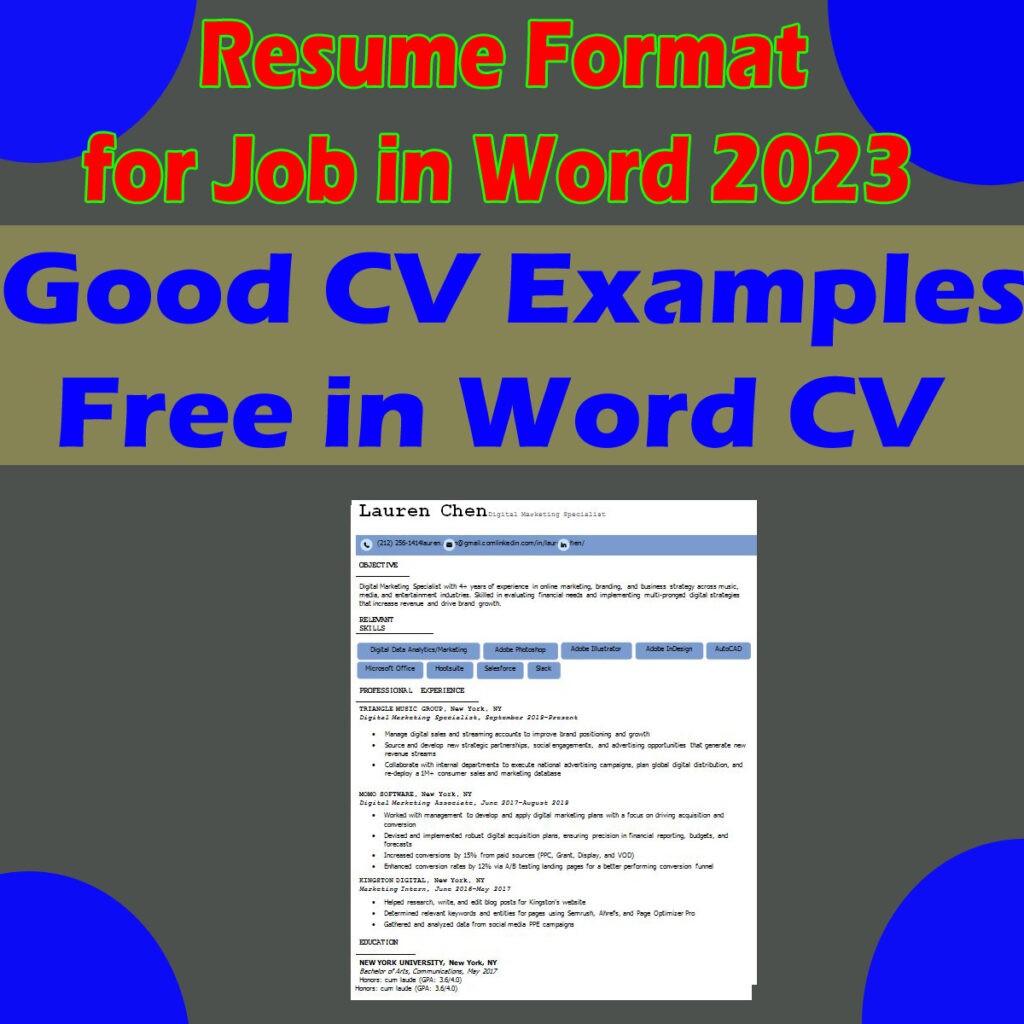 New Good CV Examples Free in Word With Advanced Modern CV Template Blue 1 New Good CV Examples Free in Word With Advanced Modern CV Template 2023 Blue