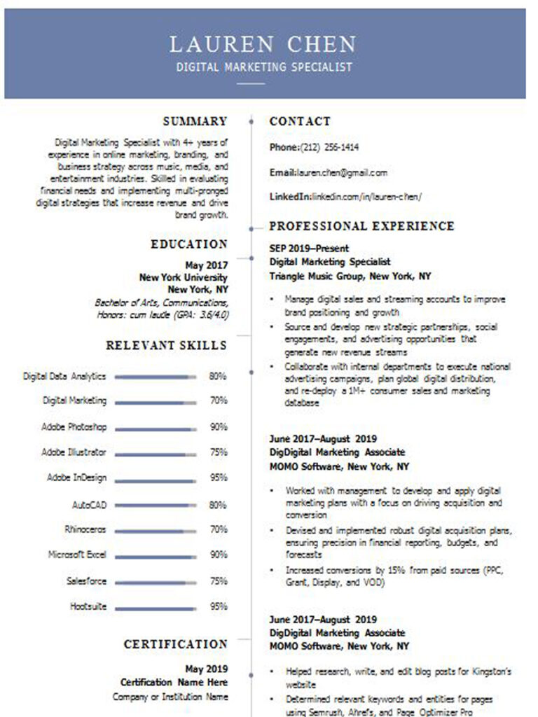 Modern CV Template Blue With New Curriculum Vitae Sample in Word 2 Modern CV Template 2023 Blue With New Curriculum Vitae Sample in Word