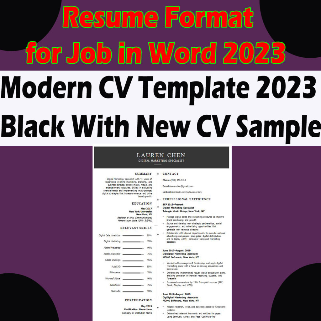 Resume examples: Modern CV Template Black With New CV Sample Free in Word 1 Resume examples: Modern CV Template Black With New CV Sample Free in Word