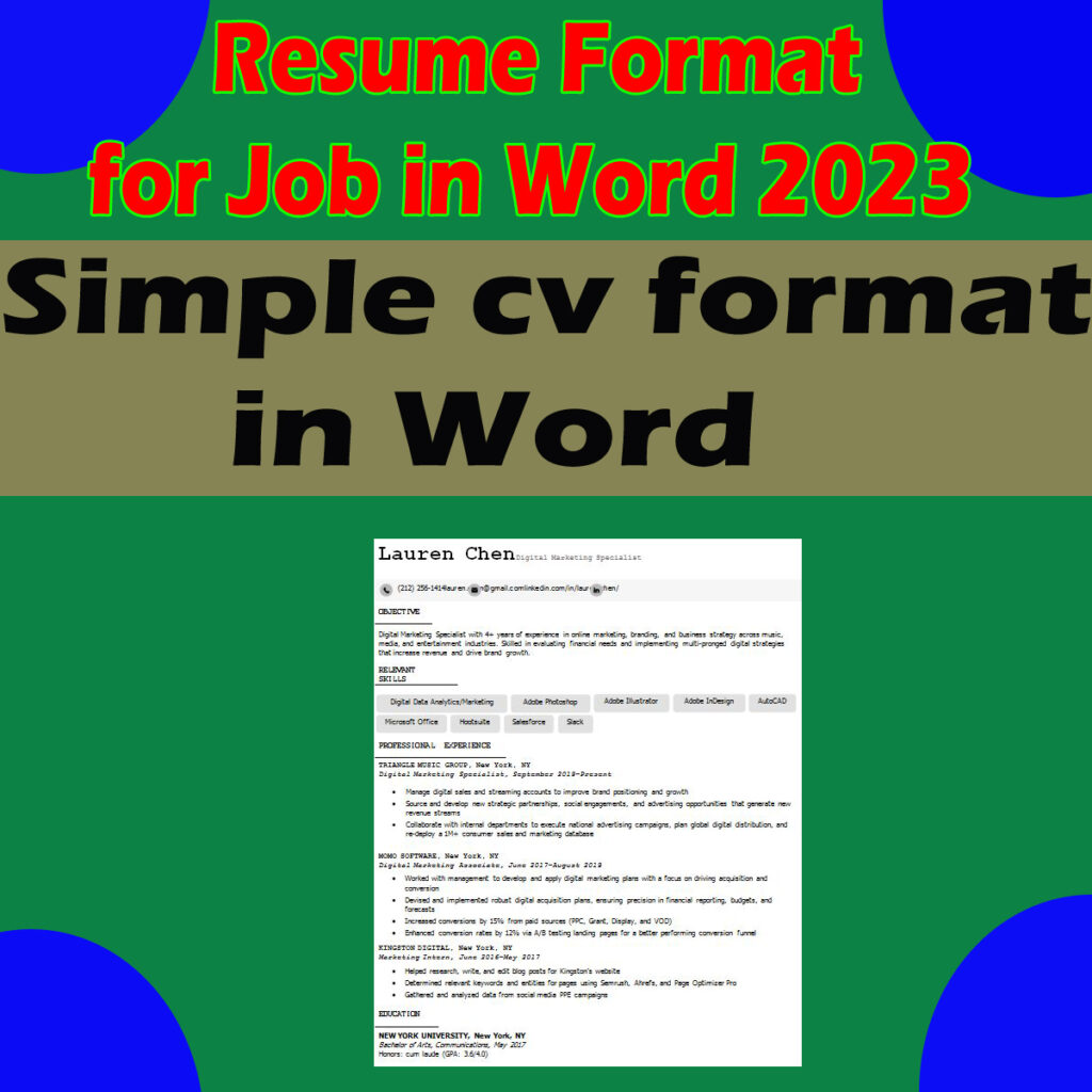 New Simple cv format in Word With Advanced Modern CV Template Black 1 New Simple cv format in Word With Advanced Modern CV Template 2023 Black