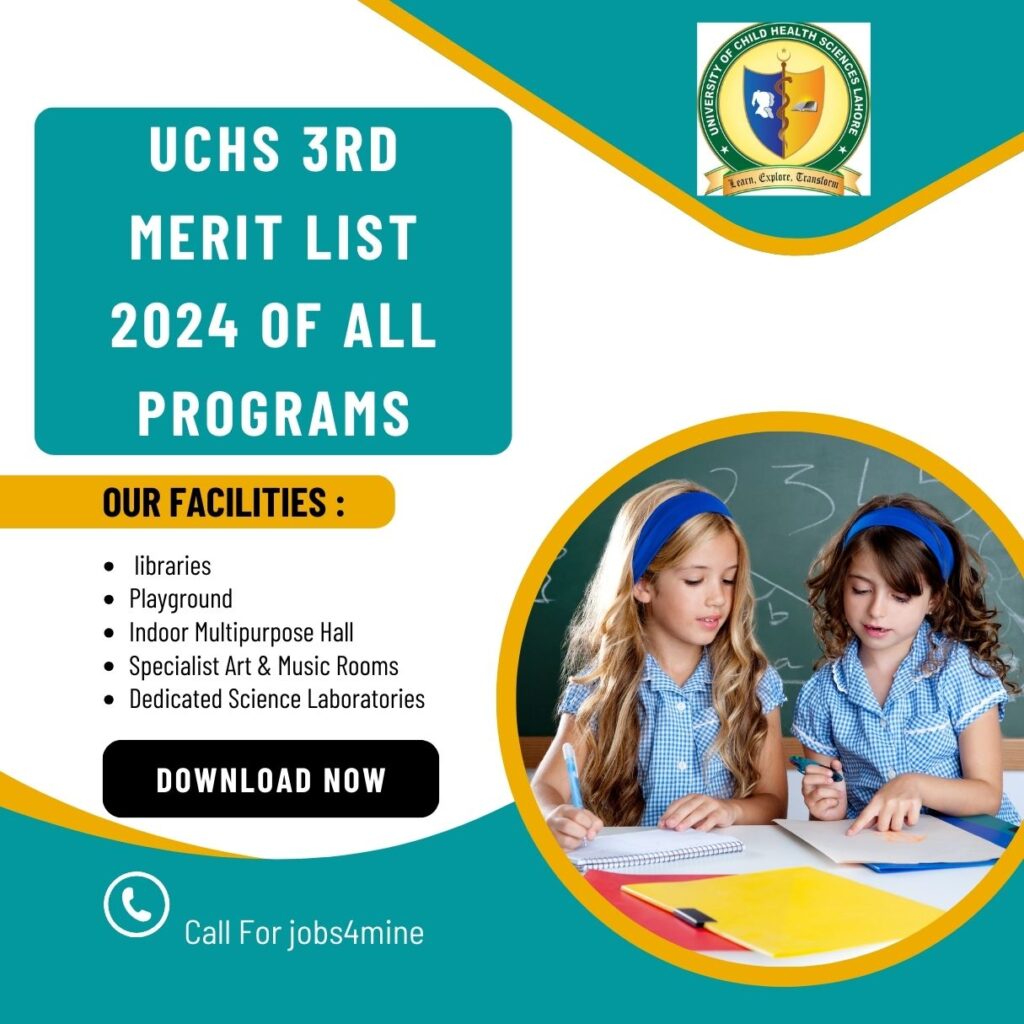 UCHS 3rd Merit List 2024 of all programs