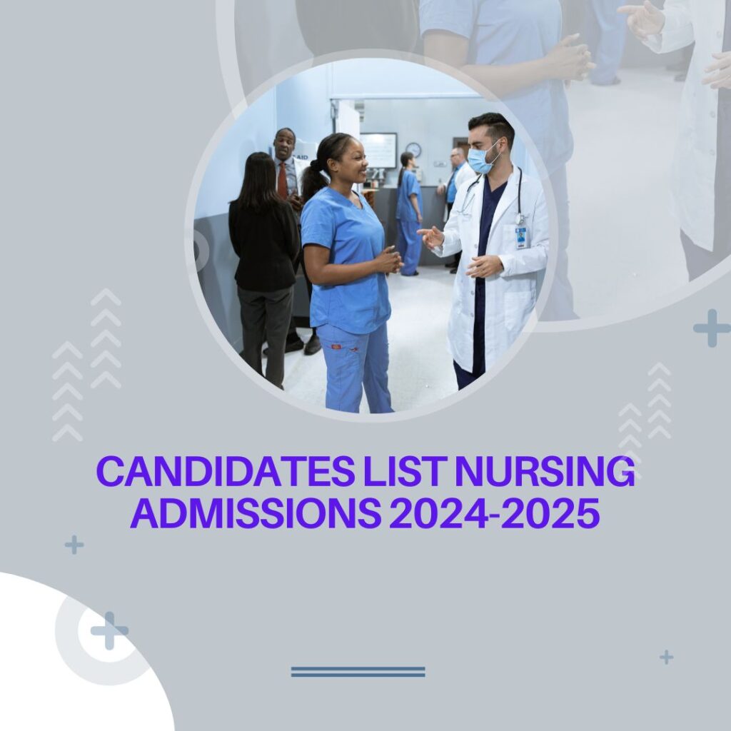Candidates List Nursing Admissions 2024-2025