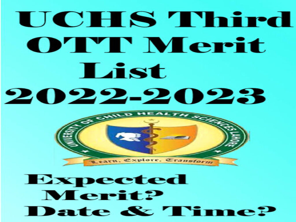 UCHS Third OTT Merit List 2025 | New University of Child Health Sciences Merit List 1 UCHS Third OTT Merit List 2025 | New University of Child Health Sciences Merit List