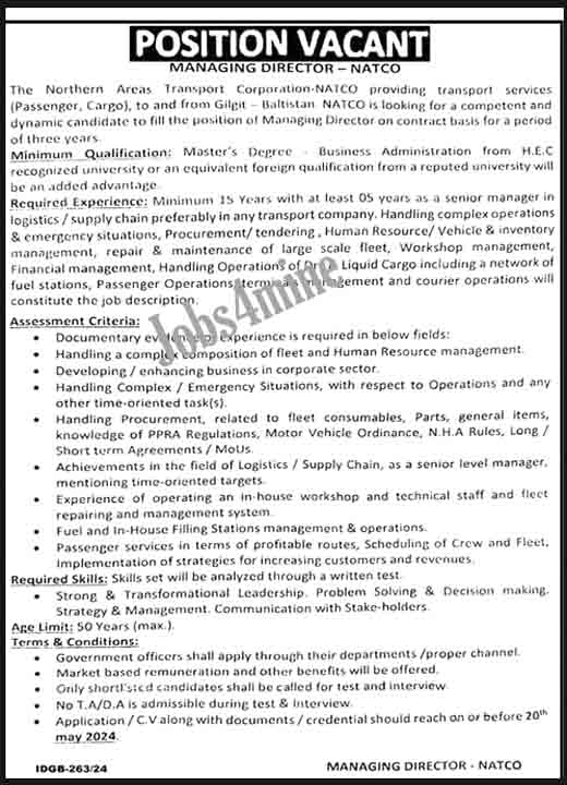 Latest NATCO Jobs in Islamabad May 2024-The Northern Area Transport Corporation Jobs 1 Latest NATCO Jobs in Islamabad May 2024-The Northern Area Transport Corporation Jobs