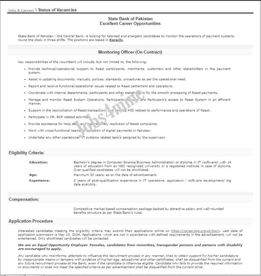 Latest State Bank of Pakistan Jobs in Karachi May 2024 Advertisement 1 Latest State Bank of Pakistan Jobs in Karachi May 2024 Advertisement