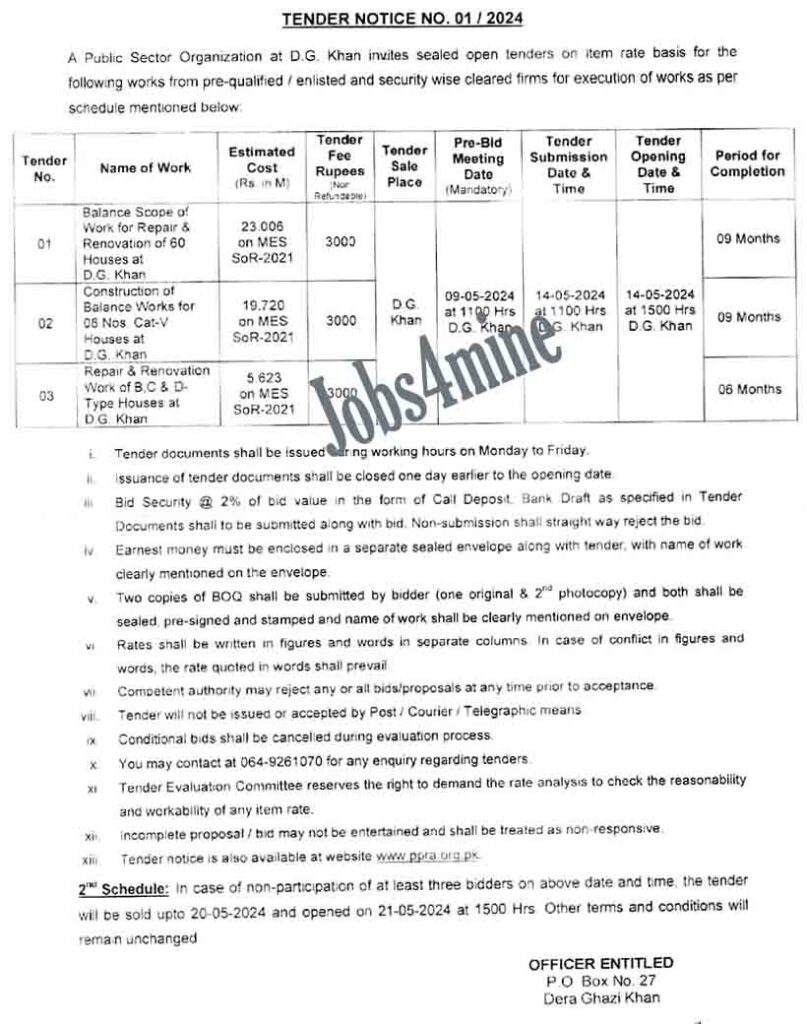 Public Sector Organization Jobs in Islamabad 2024 Advertisement